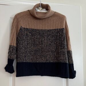 360 Cashmere Colorblock Turtleneck Sweater